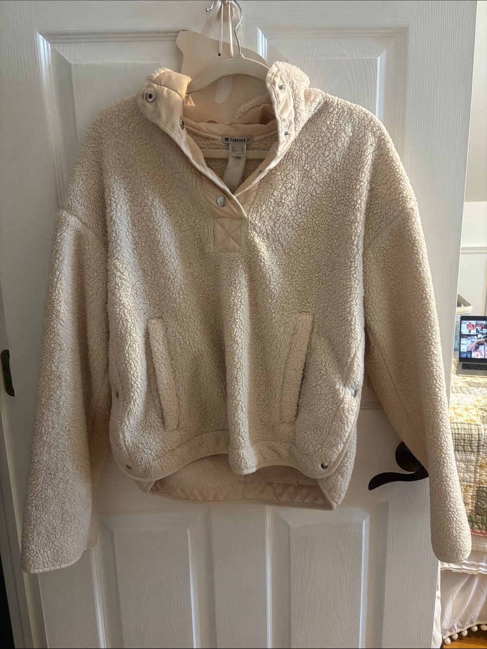 Forever 21 Cream Sherpa Pullover